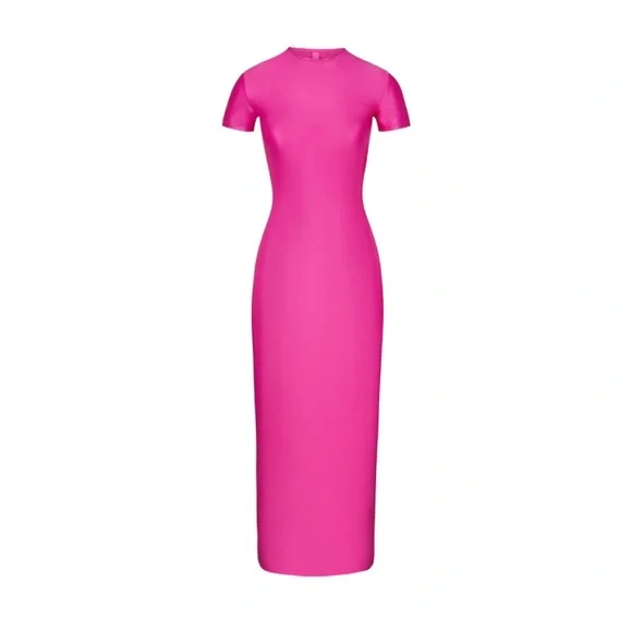 SKIMS | Dresses | Skims Shine Jersey Long Dress Hot Pink | Poshmark